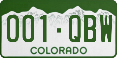 CO license plate 001QBW