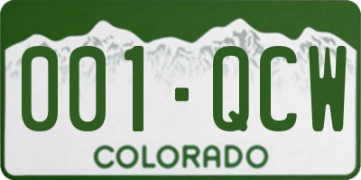 CO license plate 001QCW