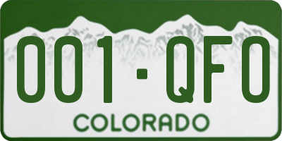 CO license plate 001QFO