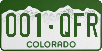 CO license plate 001QFR