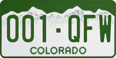CO license plate 001QFW