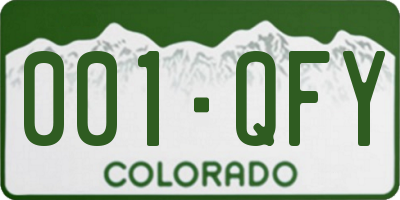 CO license plate 001QFY