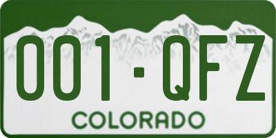 CO license plate 001QFZ