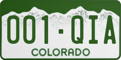 CO license plate 001QIA