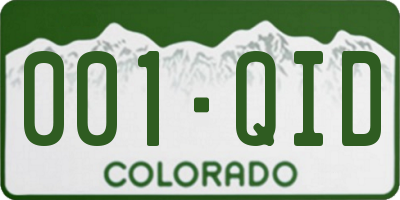CO license plate 001QID