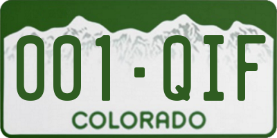 CO license plate 001QIF