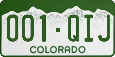 CO license plate 001QIJ