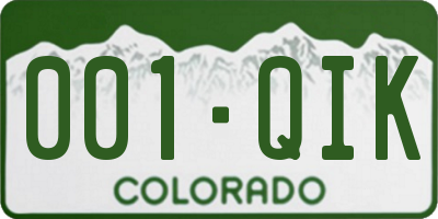 CO license plate 001QIK