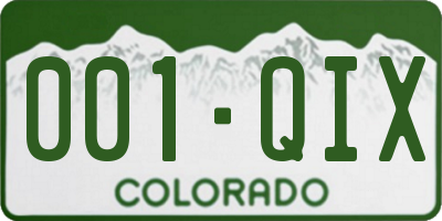 CO license plate 001QIX