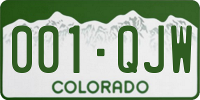 CO license plate 001QJW