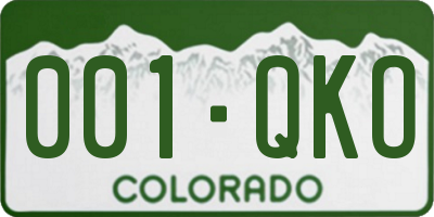 CO license plate 001QKO