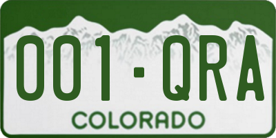 CO license plate 001QRA