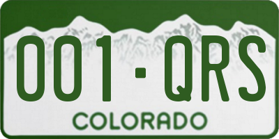 CO license plate 001QRS