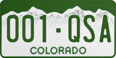 CO license plate 001QSA
