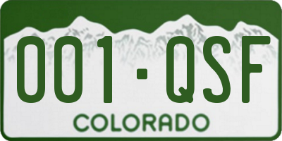 CO license plate 001QSF