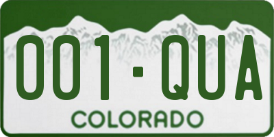 CO license plate 001QUA