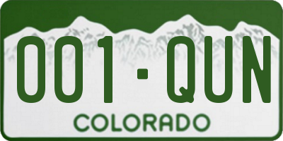 CO license plate 001QUN