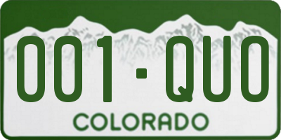 CO license plate 001QUO