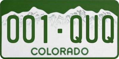 CO license plate 001QUQ