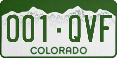 CO license plate 001QVF