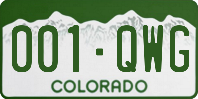 CO license plate 001QWG