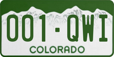 CO license plate 001QWI