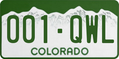 CO license plate 001QWL