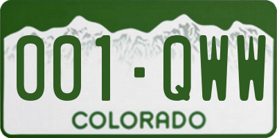 CO license plate 001QWW