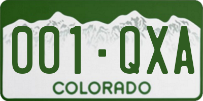 CO license plate 001QXA