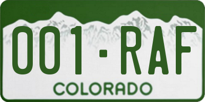 CO license plate 001RAF