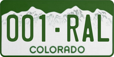 CO license plate 001RAL