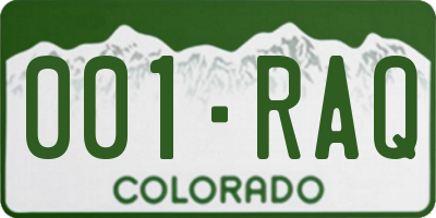 CO license plate 001RAQ