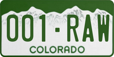CO license plate 001RAW