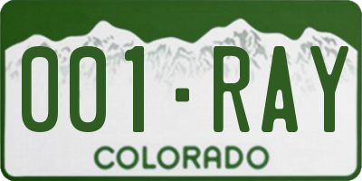 CO license plate 001RAY