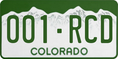 CO license plate 001RCD