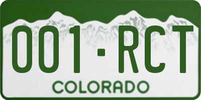 CO license plate 001RCT