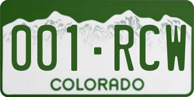 CO license plate 001RCW
