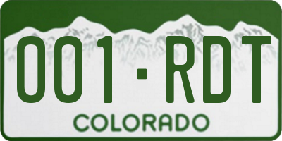 CO license plate 001RDT