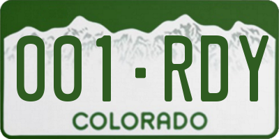 CO license plate 001RDY