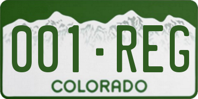 CO license plate 001REG