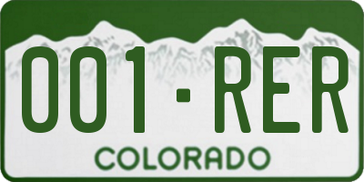 CO license plate 001RER