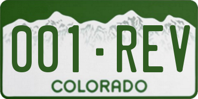 CO license plate 001REV