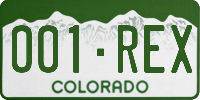 CO license plate 001REX