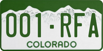 CO license plate 001RFA