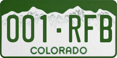 CO license plate 001RFB