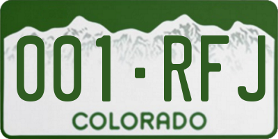 CO license plate 001RFJ