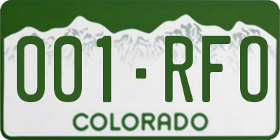 CO license plate 001RFO