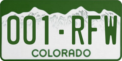 CO license plate 001RFW