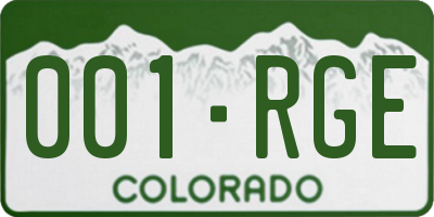 CO license plate 001RGE