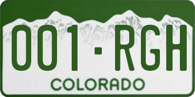 CO license plate 001RGH